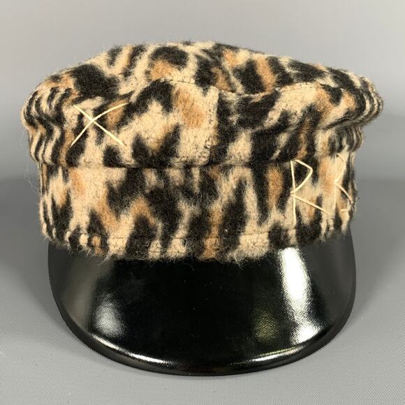 RUSLAN BAGINSKIY Tan Black Leopard Wool Hats main image 7